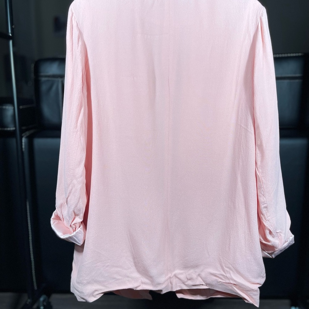 🛑 LEVEL EIGHT Blazer - Size 4 - Long Sleeve Single Button Viscose_Peach + Black - Picture 3 of 10